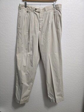 Faconnable Beige Pleated Mens Chino Khaki Pants Size 36 READ